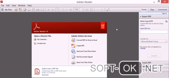 Интерфейс приложения Adobe Reader