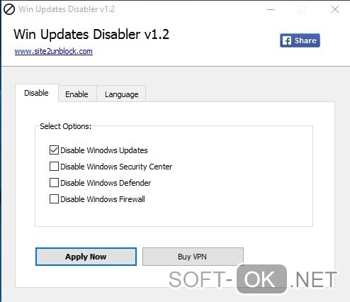 Win Updates Disabler для отключения обновлений Windows 10