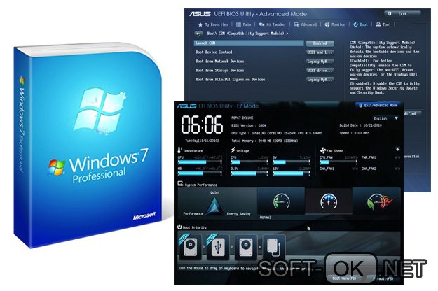 Установка UEFI BIOS на Windows 7